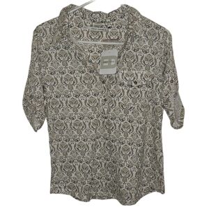 EMILY DANIELS BLOUSE - TAN PATTERNED